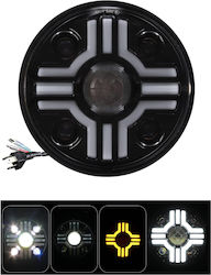 Universal 7 Inch 18cm Led Headlight Lamp Halogen 12v-24v Low High Beam Drl Daytime Running Lights Turn Signal White-yellow Atv Jeep