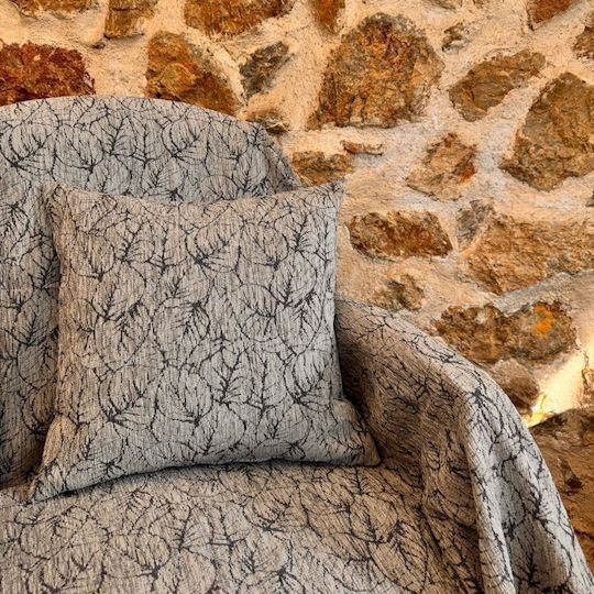 Xionoula Home Leaves Armchair Throw Chenille 180x180cm Gray
