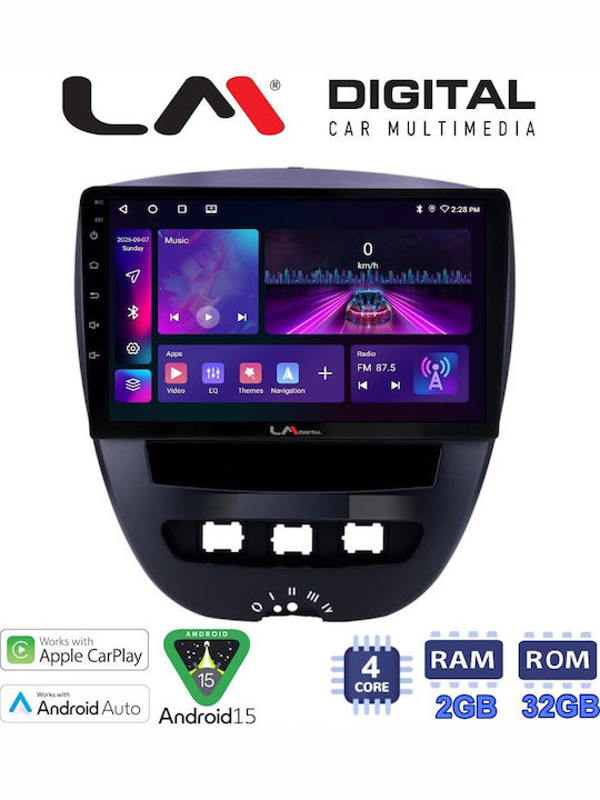 LM Digital Car Audio System for Peugeot 107 Toyota Aygo Citroen C1 2005-2014 Bluetooth USB Wi-Fi GPS Apple CarPlay Android Auto