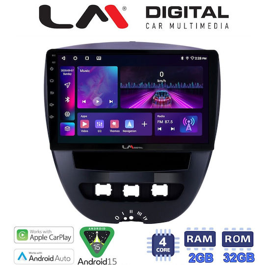 LM Digital Ηχοσύστημα Αυτοκινήτου για Peugeot 107 Toyota Aygo Citroen C1 '05>'14 (Bluetooth/USB/WiFi/GPS/Apple-Carplay/Android-Auto)