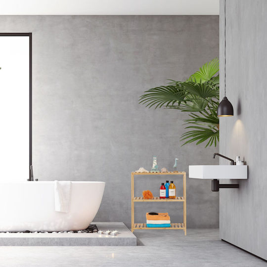 Relaxdays Boden Badezimmerregal Bamboo 69x26x60cm Braune