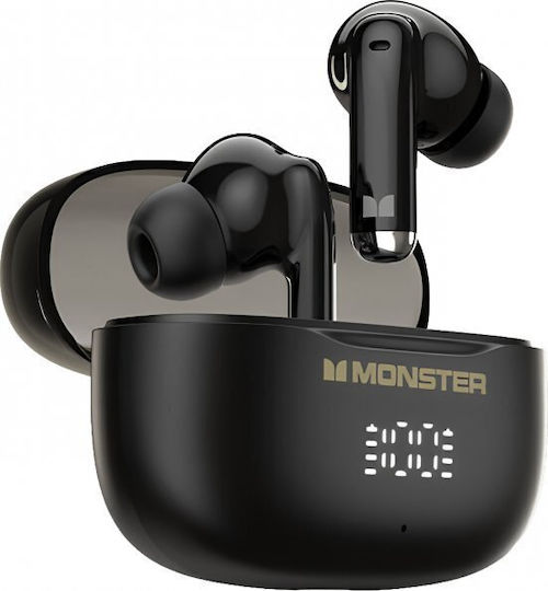 Monster N-Lite 300 In-ear Bluetooth Handsfree Ακουστικά με Αντοχή στον Ιδρώτα και Θήκη Φόρτισης Μαύρα