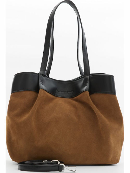 Leder Damen Schultertasche Tabac Braun