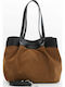 Leder Damen Schultertasche Tabac Braun