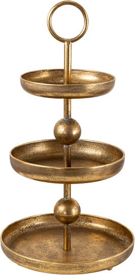 Zen Collection Μεταλλική Ορντεβιέρα με Βάση Χρυσή Ø30cm Π30xΜ57cm