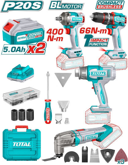Total Industrial Cordless Tool Set 20 V 2 X 5 Ah