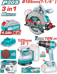 Total Tosli250181e Cordless Tool Set 3 In 1 20 V 2 X 4 Ah