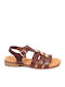 Leder Flache Sandalen Für Damen Braun