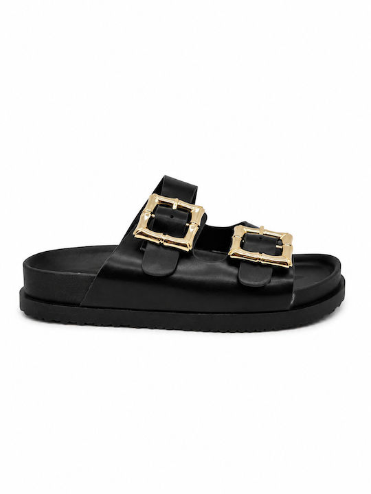 Damen Anatomische Flache Sandalen Schwarz WS-832-Black