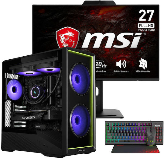 Vengeance DarkGrid-V7 Lian-Li Edition Gaming Desktop PC (Ryzen 7-8700F/16GB DDR5/1TB SSD/Radeon RX 9060 XT/No Operating System) and MSI PRO MP272PMG IPS Monitor
