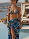 Set Bikini 3 Pieces Floral Green Push Up