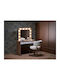 Floor-standing Makeup Dressing Table Houston Wooden Walnut with Mirror 94x43x75cm