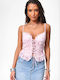 Women's Corset Top Floral Pink