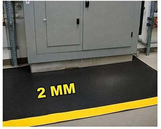 Stewehome Insulating Rubber Mat Yellow Stripe Insulating Anti-Slip Rectangular 70x60 Cm