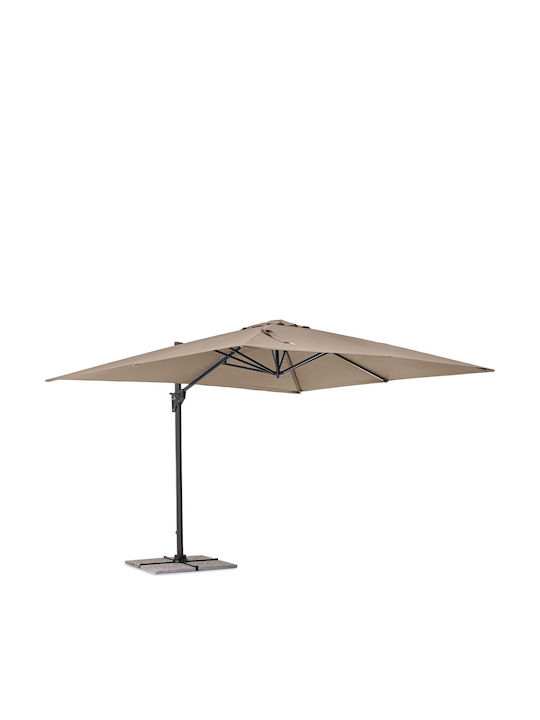 Hängender Quadratischer Aluminium Garten- und Terrassen-Sonnenschirm Porto Grau 4x3xHöhe 2,5 m