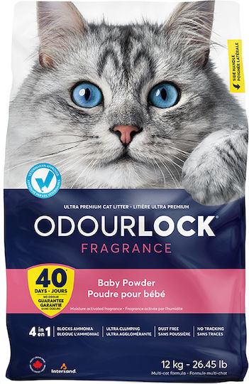 Intersand Odourlock Άμμος Γάτας Μπετονίτης με Άρωμα Baby Powder 12kg