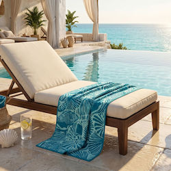 Easy Home Cotton Beach Towel Light Blue