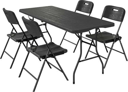 Outsunny Beach Chair Black Waterproof Set 5pcs