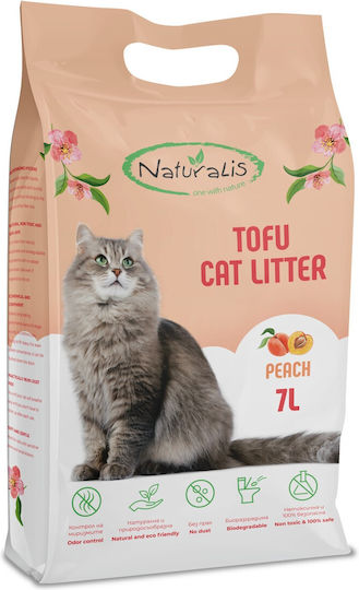 Naturalis На Растителна Основа Пясък за Котки Tofu с Аромат на Праскова 7л
