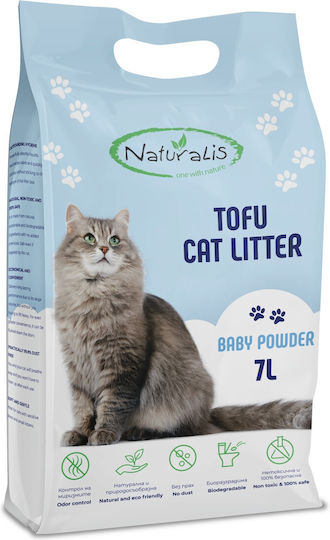 Naturalis На Растителна Основа Пясък за Котки Tofu с Аромат Бебешка Пудра 7л