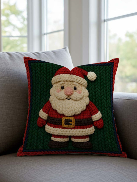 Stewehome Christmas Pillow Case Santa Claus Embroidery Design Red 43x43 Cm