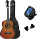 Cs10 Natural Pack Classical Guitar Set 4/4 Case Picks & Tuner