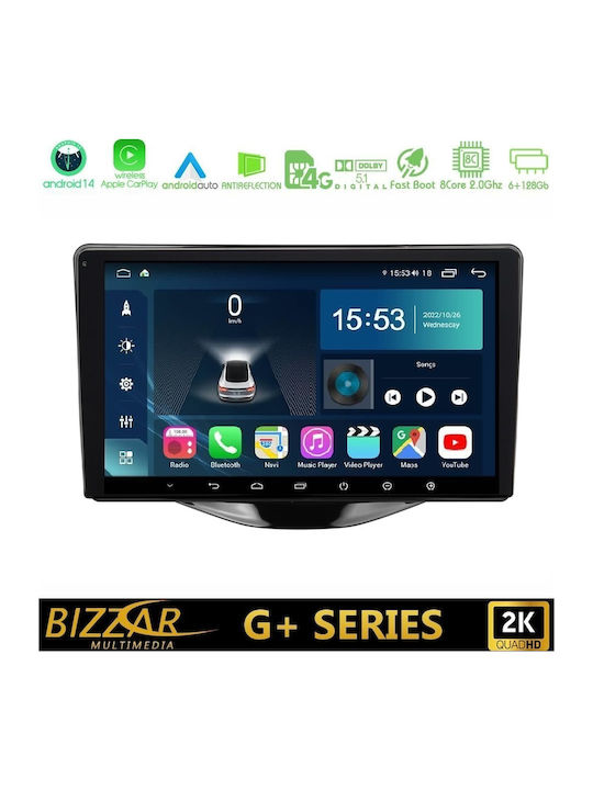 Bizzar Car Audio System for Peugeot 108 107 Toyota Aygo Citroen C1 2014 with Touch Screen 9" Bluetooth USB Wi-Fi GPS Apple CarPlay Android Auto