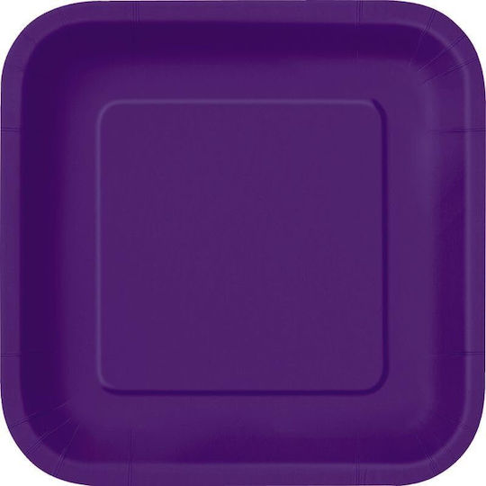 Square Purple Paper Dessert Plates 16 Pieces Deep Purple