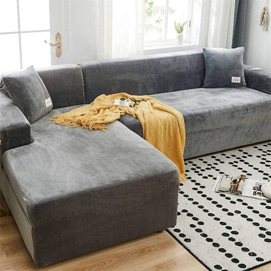 Elastische Abdeckung Für Ecksofa Grau