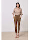 Women's High Waist Fabric Trousers in Slim Fit Cassy