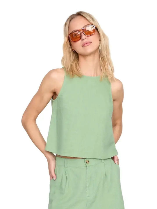Women's Summer Cotton Sleeveless Blouse Green