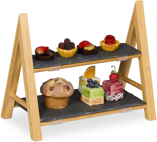 Relaxdays Hölzernes Etagere für Vorspeisen 2 Etagen Beiges P27xL17xH32cm Relaxdays Hölzernes Etagere für Vorspeisen 2 Etagen Beiges P27xL17xH32cm