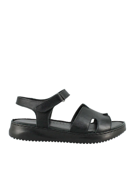 Leather Women's Flat Sandals Black