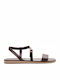 Leather Women's Flat Sandals Brown