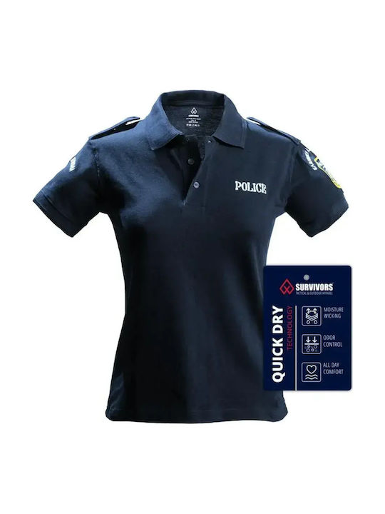 Survivors Γυναικείο Polo Quick Dry Αστυνομίας Κέντημα Μπλε Μέγεθος Medium