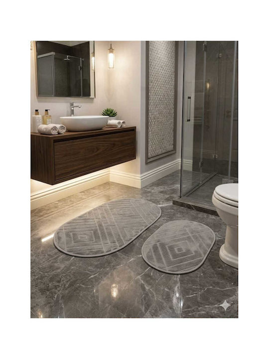 SteweHome Rutschfestes Set Badematten STE-029772-P29772 Graue 60x100cm 2 Stück