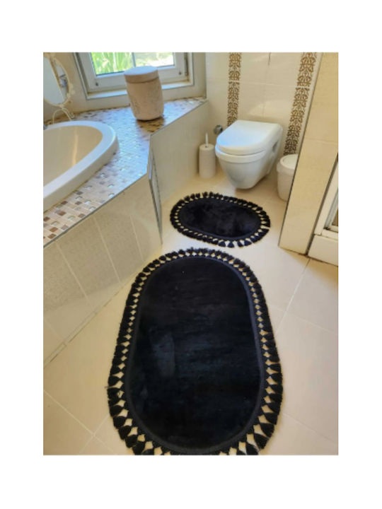 SteweHome Rutschfestes Set Badematten STE-029980-P29980 Schwarz 60x100cm 2 Stück