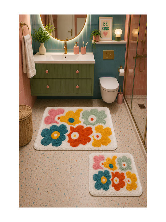 SteweHome Αντιολισθητικό Σετ Πατάκια Μπάνιου STE-029377-P29377 Πολύχρωμο 40x60εκ. 2τμχ