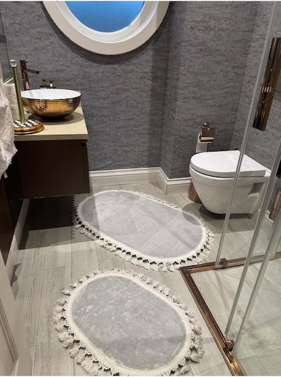 SteweHome Non-Slip Set Bath Mats STE-029757-P29757 Gray 60x100cm 2 Pieces