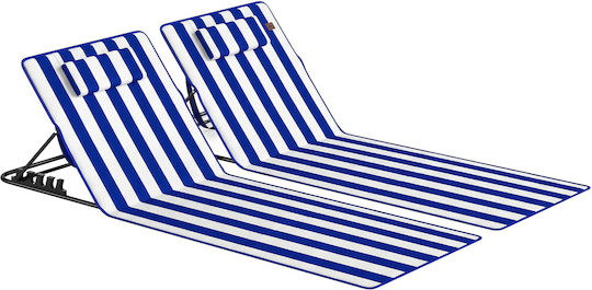 Outsunny Beach Lounger-Armchair with 4-Position Recline Blue 154x57x52cm Set of 2pcs