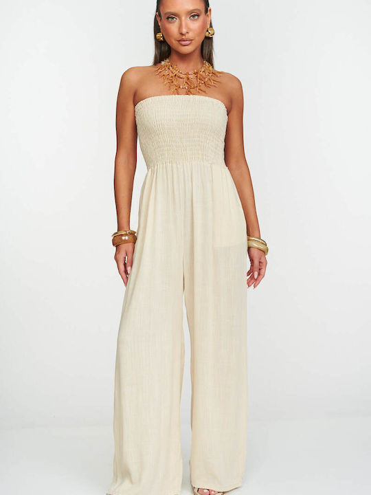 Decoro Γυναικεία Strapless Ολόσωμη Φόρμα Μπεζ