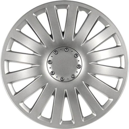 Auto Gs Set Car Hubcaps Cbx 13" with Smart Logo 4 Pieces Silver