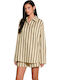 Long Sleeve Women's Cotton Shirt Yellow Striped