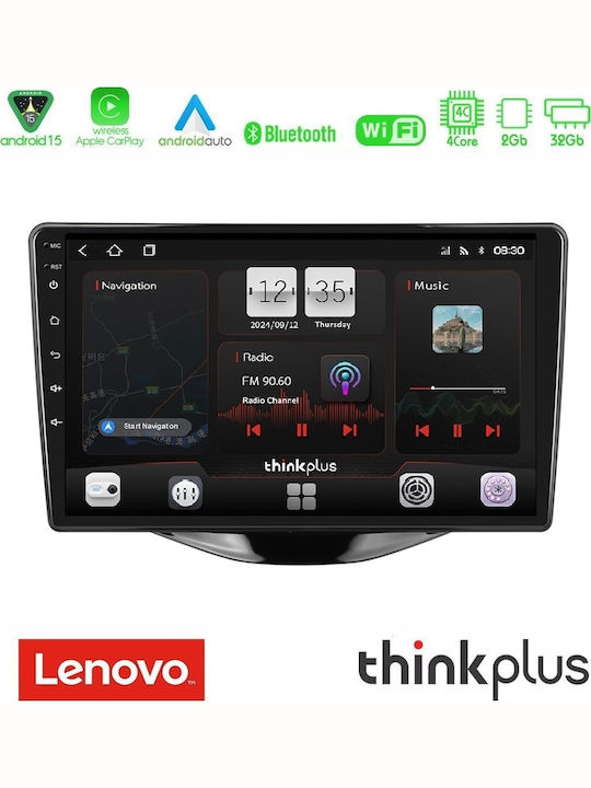 Lenovo Thinkplus Series 4core Android15 2+32gb Toyota Aygo Citroen C1 Peugeot 108 Navigation Multimedia Tablet 9" Carplay + & Android Auto