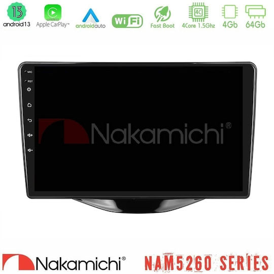 Nakamichi Nam5260 Series 4core Android13 4+64gb Toyota Aygo Citroen C1 Peugeot 108 Navigation Multimedia Tablet 9" Carplay + & Android Auto