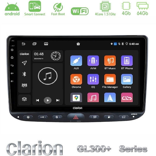 Clarion Gl300+ Serie 4core Android Clarionos 4+64gb Fiat Punto Evo Navigation Multimedia Tablet 9 Zoll