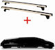 Modula Evo 470 Glossy Schwarze Autodachträger 470 Liter Aluminium Barren Hermes Aerodynamischer Design mit Schloss