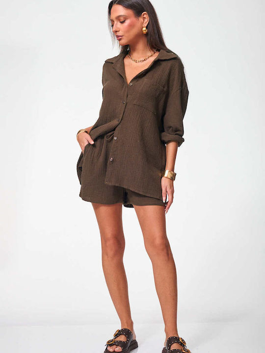 Decoro Women's Set with Dark Brown Shorts