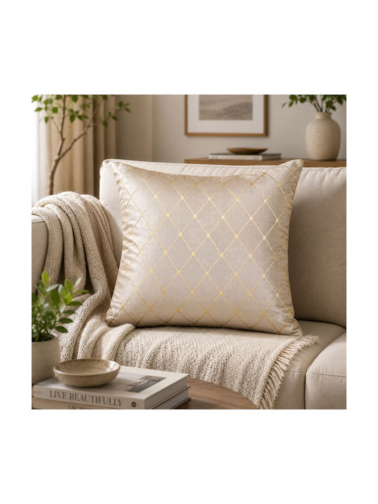 My Home Luxury Decorative Pillow Case Ecru 45x45cm