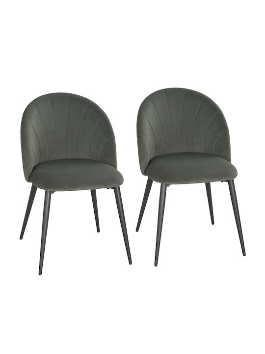 Dining Room Velvet Gray Chairs 2 Pieces 52x55x79cm